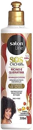 Salon Line - Linha SOS Cachos (Oleo de Ricino e Queratina) - Ativador de Cachos 300 Ml - (SOS Curls (Castor Oil and Keratin) Collection - Curl Activator 10.14 Fl Oz) Salon Line