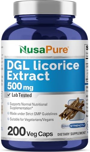 NusaPure DGL Licorice Extract 500 mg 200 Veggie Capsules (Vegan,Non-GMO) NusaPure