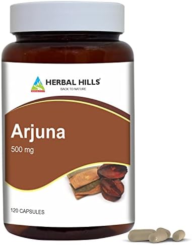 HERBAL HILLS Arjuna Capsules (Капсулы) (Terminalia Arjuna) | 120 Count (500 mg) | Standardized Extract Wellness and Health Supplements with Arjuna Bark Extract HERBAL HILLS