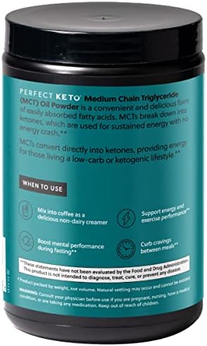 Perfect Keto 7g MCT Oil Powder (Порошок), Medium Chain Triglycerides Supplement, Non Dairy Coffee Creamer for Keto Diet, Ketogenic MCT Oil Mix for Coffee, Smoothie, Protein Shakes, Chocolate, 30 Servings (Порции) Perfect Keto