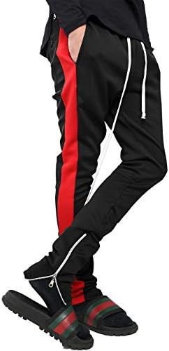 Мужские Спортивные брюки Hat and Beyond Stripe Track Pants Skinny Fit Stretch Trouser Elastic Jogger Gym Workout Hat and Beyond