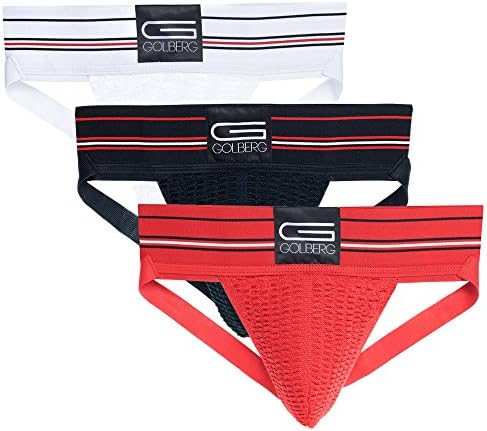 Golberg – Men 3” Wide Band Classic Athletic Supporter – Performance Jockstrap Elastic Waistband - Solid Color - Stretch Mesh GOLBERG G