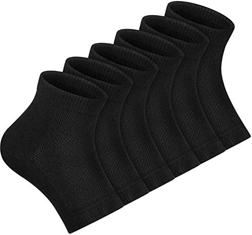 Bememo 3 Pairs Black Moisturizing Gel Heel Socks Soft Ventilate Toeless Open Toe Socks for Cracked Heels Rough Skin Moisturizing Socks 24-Hour Care Skin Foot Care Bememo