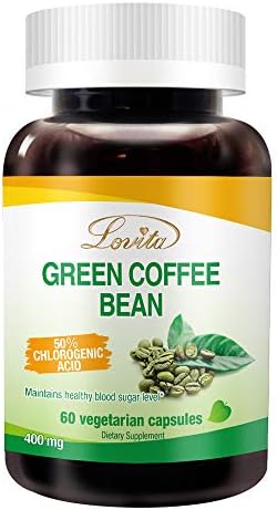 Lovita Green Coffee Bean Extract: Natural Antioxidant, High Potency - 1600mg Equivalent, 50% Chlorogenic Acid, Vegan-Friendly Dietary Supplement - 60 Capsules (Капсулы) Lovita