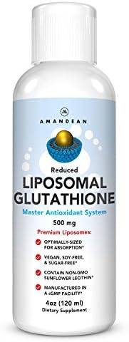 AMANDEAN Liposomal Glutathione Supplement. Liquid (Жидкость) Reduced Setria 500mg. Immune Support, Brain Health, Liver Detox, Skin Health. Phosphatidylcholine from Non-GMO Sunflower Lecithin. Soy-Free & Vegan. AMANDEAN