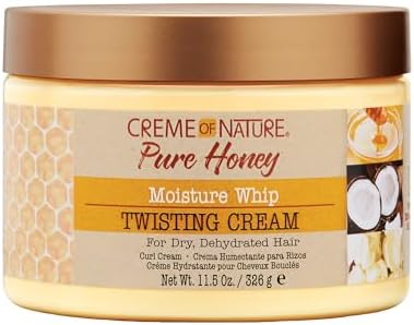 Creme Of Nature, Curl Cream for Curly Hair, Pure Honey Moisture Whip Twisting Cream for Dry Dehydrated Hair, 11.5 Fl Oz Creme Of Nature