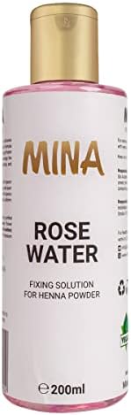 Mina Rose Water Facial Toner And Eyebrow Henna Tint Fixing Solution| Calming & Soothing, Suitable For All Skin Types | Organic, Refreshing Natural Rose Water | 200ml MinaiBrow