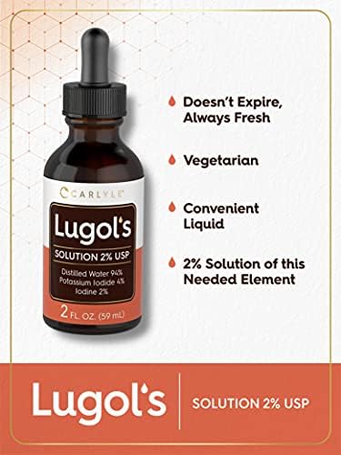 Carlyle Lugols Iodine 2 Percent 2 fl oz | Potassium Iodide and Iodine Solution 2% Liquid Drops Carlyle