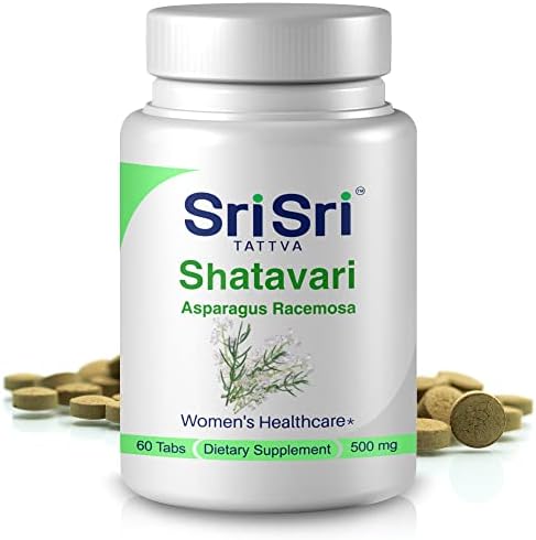 Sri Sri Tattva Shatavari Asparagus Racemosa Dietary Supplements – 60 Tablets (Таблетки) 500mg Organic Shatavari– Reproductive Health Ayurvedic Herb for Balancing Vata & Pitta SRI SRI TATTVA