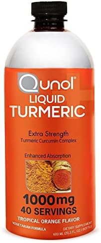 Qunol Liquid (Жидкость) Turmeric Curcumin with Black Pepper, Turmeric Supplement 1000mg, Extra Strength, Joint Health, 40 Servings (Порции), 20.3 fl oz (Жидкие унции) (Pack of 2) Qunol