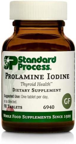 Standard Process Prolamine Iodine - Thyroid Support with Prolamine Iodine, Calcium Lactate, Iodine, Calcium, and Magnesium Citrate - 90 Tablets (Таблетки) Standard Process Inc.