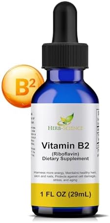 Vitamin B2 Supplement - Riboflavin Drops (Капли) Liquid Extract (Жидкий экстракт) - for Headache Relief, Natural Energy - Support for Hair, Skin, Nail Health,Collagen Production - Non-Alcoholic - 1 Fl.oz (Унции). Herb-Science