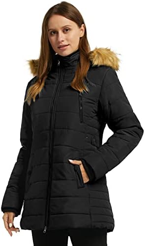 wantdo Women's Cotton Coat Puffer Jacket Navy Medium Women's Winter Warm Long Parka Coat Black M Wantdo