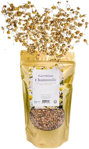 bMAKER Dried Chamomile Flowers (4oz) - Bulk Bag - Kosher Certified Chamomile for Relaxation, Dried Flowers for Soap Making, Lotion, Shampoo, Loose Leaf Chamomile Tea BMAKER