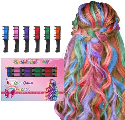 MSDADA New Hair Chalk Comb Temporary Hair Color Dye for Girls Kids with Light Color Hair, Washable Hair Chalk for Girls Age 4 5 6 7 8 9 10 Birthday Cosplay DIY, Halloween, Christmas (Black) MSDADA