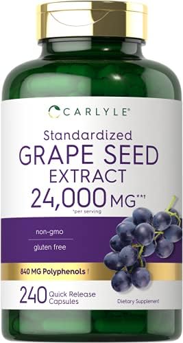 Carlyle Grape Seed Extract 24,000 mg Equivalent 240 Capsules (Капсулы) | Maximum Strength Standardized Extract | Non-GMO, Gluten Free Carlyle