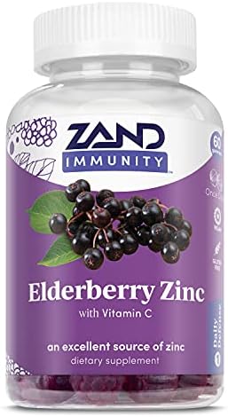 Zand Elderberry Zinc Immunity Gummies (Жевательные конфеты) with Vitamin C | Year-Round Immune Support for Children & Adults | 60ct, 30 Serv. Zand