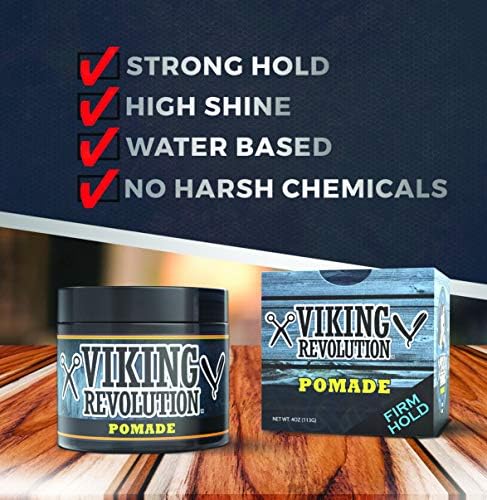 Viking Revolution Pomade for Men 4oz - Firm Strong Hold & High Shine for Classic Styling - Water Based & Easy to Wash Out (2 Pack) Viking Revolution