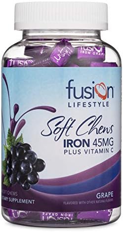 Chewable Iron Supplement for Women & Men - Cherry Flavor, Iron Vitamin C Soft Chew for Max Absorption, Iron as Ferrous Fumarate, Ideal for Anemia and Iron Deficiency, 2 Month Supply Fusion Lifestyle