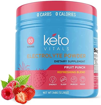 Keto Vitals Keto Electrolytes Powder (Порошок) | Keto-Friendly Electrolytes with Potassium, Magnesium, Sodium, Calcium | Keto Electrolytes Supplement Energy Drink Mix | Sugar-Free, Zero Calories, Zero Carbs Keto Vitals