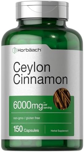 Horbaach Ceylon Cinnamon Capsules | 6000 mg | 150 Count | Non-GMO & Gluten Free Supplement Horbäach