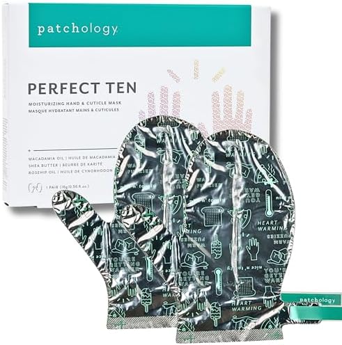 Patchology Perfect Ten Hand & Cuticle Mask with Shea Butter, Coconut Oil, Vitamin E and Soothing Fruit Extracts for Dry Skin Patchology