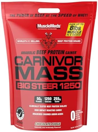 MuscleMeds Carnivor Mass Chocolate Big Steer 1250, 15 Lb (Packaging May Vary) MuscleMeds