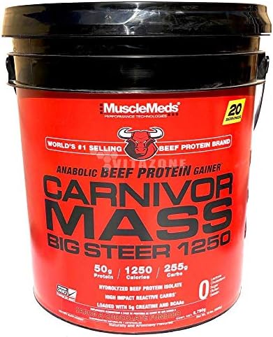 Carnivor Mass Big Steer 1250 Шоколадный: 1250 калорий, 50 г гидролизованного белка MuscleMeds