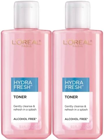 L'Oreal Paris Skincare HydraFresh Toner Face Toner, Alcohol Free Toner with Pro-Vitamin B5 for a Smoother, Brighter Complexion, 2 Count L'Oréal Paris