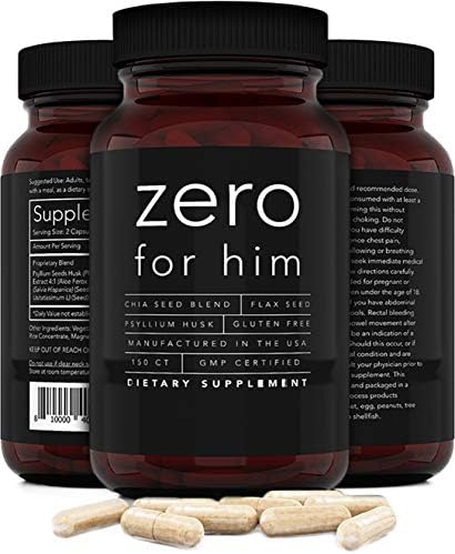 California Basics Extra Strength Fiber Supplements for Men (150 Count) - Daily Dietary Chia Flaxseed Psyllium Husk Vegan Capsules (Веганские капсулы) - High Fiber Supplement Pills Zero for Him Fiber Pills California Basics