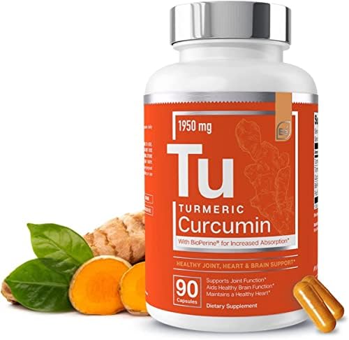 Essential Elements Turmeric Curcumin - Joint, Heart & Brain Support - with Bioperine for Increased Absorption 1950 mg - 90 Capsules (Капсулы) Essential Elements