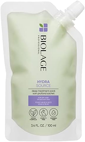 Biolage Hydra Source Deep Treatment Pack | Moisturizing & Strengthening Hair Mask | With Aloe | For Dry, Damaged Hair | Paraben Free | Vegan | Cruelty Free | Leave In Hair Treatment BIOLAGE