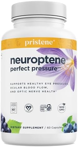 Eye Pressure Supplement with Bilberry Saffron Niacinamide CoQ10 for Optic Nerve Relief - Helps Support Healthy Retinal Blood Flow - Neuroptene® (60 Capsules (Капсулы)) Eyecheck