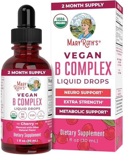 MaryRuth Organics Vitamin B Complex | B Vitamins Complex | Biotin | Vitamin B12 | Niacin | Folate | Metabolic Support Supplement | Vegan | USDA Organic | Non-GMO | Gluten Free | 2 Month Supply MaryRuth Organics