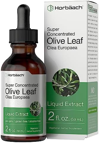 Horbäach Olive Leaf Extract Liquid | 2 fl oz | Super Strength | Alcohol Free, Vegetarian, Non-GMO, Gluten Free Horbäach