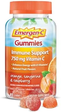 Emergen-C 750mg Vitamin C Gummies (Жевательные конфеты) for Adults, Immune Support Gummies, Gluten Free, Strawberry, Lemon and Blueberry Flavors - 45 Count Emergen-C