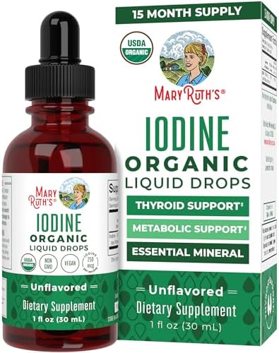 MaryRuth Organics Potassium Iodide | Iodine Supplement | 1 Year Supply | Iodine Drops (Капли) | USDA Organic | Nascent Iodine | Vegan | Packaging May Vary | 1 Fl Oz MaryRuth Organics