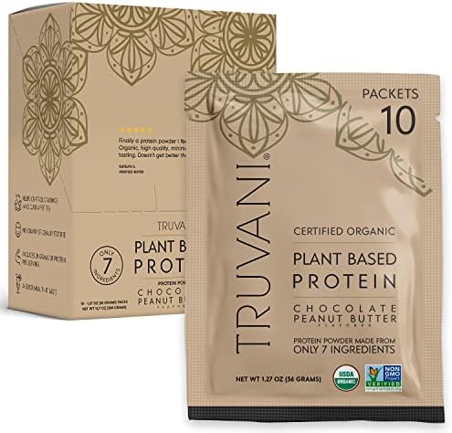 Truvani Vegan Pea Protein Powder | Banana Cinnamon | 20g Organic Plant Based Protein | 10 Travel Packets | Keto | Gluten & Dairy Free | Low Carb | No Added Sugar Truvani