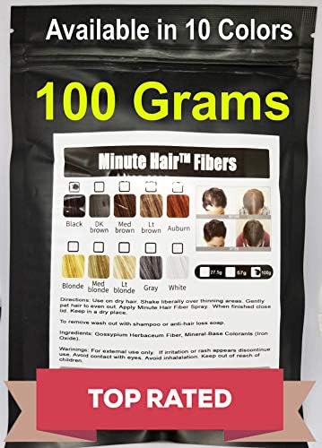 Hair Building Fibers 100 Grams (3.5 oz) Minute Hair Refill Hair Loss Concealer That You Can Use for Your Bottles From Competitors Like Toppik, Xfusion (Black) Minute Hair