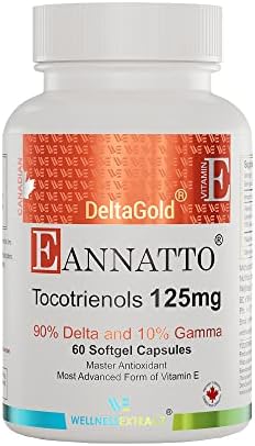 Eannatto Tocotrienols Deltagold Vitamin E Supplements Softgels (Мягкие капсулы), Tocopherol Free, Supports Immune Health, Non-GMO, Gluten Free & Antioxidant (125 MG 30 Softgels). WELLNESS EXTRACT