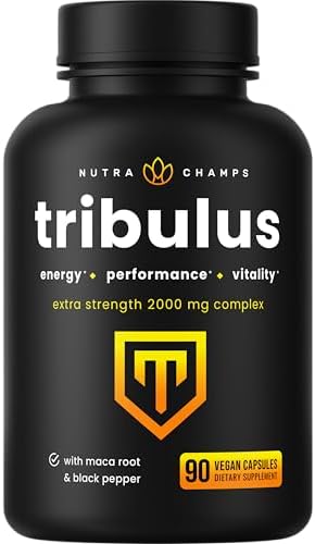 Tribulus Terrestris for Men | 2000mg Supplement Booster for Energy, Vitality, Stamina & Performance | Extra Strength Saponins | Maca & Black Pepper Extract for Enhanced Absorption | 90 Vegan Capsules (Веганские капсулы) NutraChamps