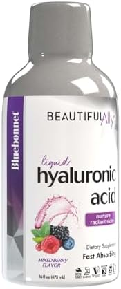 Bluebonnet Nutrition Beautiful Ally Liquid (Жидкость) Hyaluronic Acid, Nurture Radiant Skin*, Non-GMO, Vegan, Kosher Certified, Gluten-Free, Soy-Free, Dairy-Free, Mixed Berry Flavor, 16 fl oz, 32 Servings (Порции) Bluebonnet