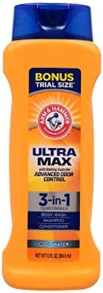 Arm & Hammer Ultra Max 3-in-1 Shampoo Conditioner Body Wash,Cool Water 12 oz. Arm & Hammer