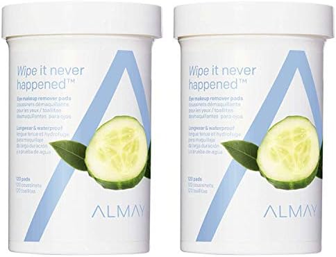 Almay Eye Makeup Remover Pads, Longwear & Waterproof, Hypoallergenic-Fragrance Free, Dermatologist & Ophthalmologist Tested, 120 Pads (Pack of 2) Almay