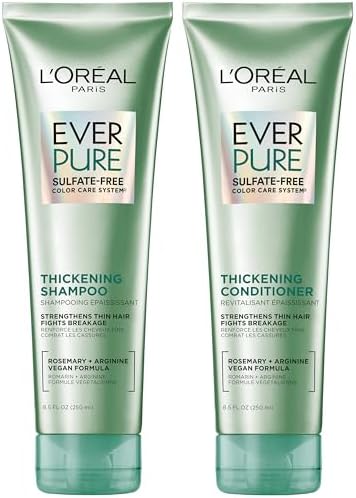 L'Oreal Paris Thickening Sulfate Free Shampoo and Conditioner, Thickens + Strengthens Thin, Fragile Hair, EverPure, 1 Hair Care Kit L'Oréal Paris