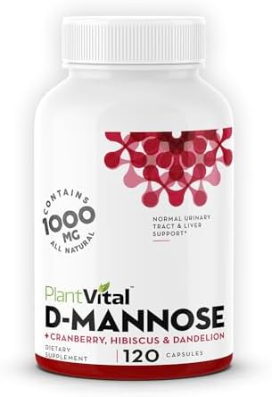 Plantvital D Mannose Capsules (Капсулы) with Cranberry - D-mannose 1000mg Capsules - High Potency for Bladder, Kidney and Urinary Tract Support. Cranberry Powder (Порошок) with Hibiscus and Dandelion. 2 Months Supply Plantvital