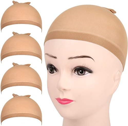 Fandamei 4 pieces Light Brown Stocking Wig Caps Stretchy Nylon Wig Caps for Women Fandamei