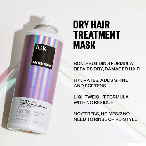 IGK ANTISOCIAL Bond-Building Dry Hair Mask | Repair + Soften + Shine | Vegan + Cruelty Free | IGK