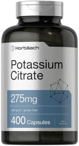 Horbäach Potassium Citrate Supplement 275 mg | 400 Capsules | Non-GMO, Gluten Free Horbäach