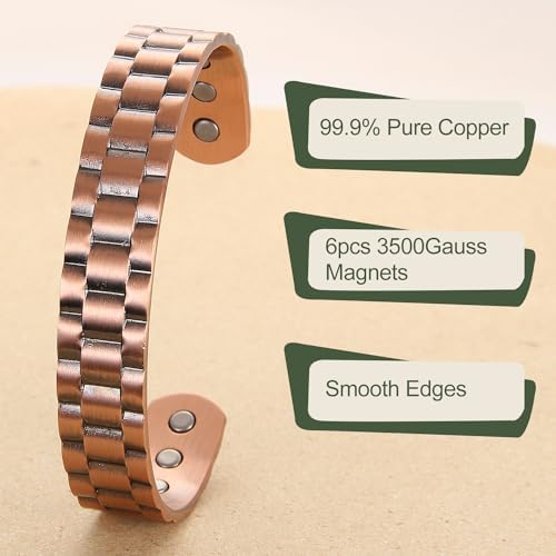 MagEnergy Copper Bracelet for Men, 99.9% Pure Copper Bracelet for Men, Adjustable Bracelets Jewelry Present MagEnergy